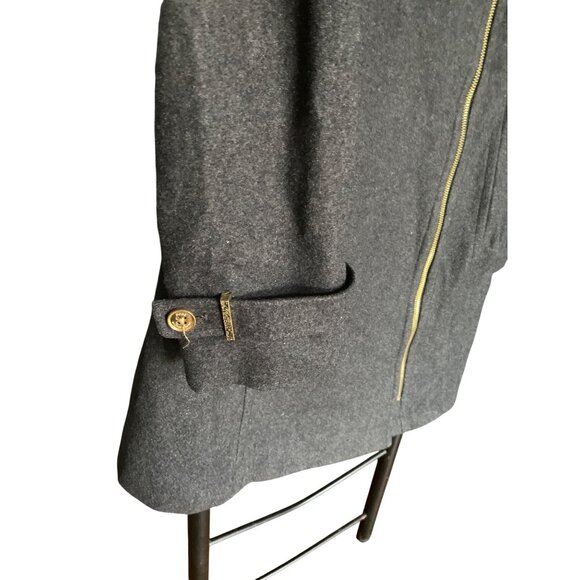 Michael Kors Womens Wool-Blend Charcoal Gray Pea Zip Coat Size 6 - Picture 5 of 7